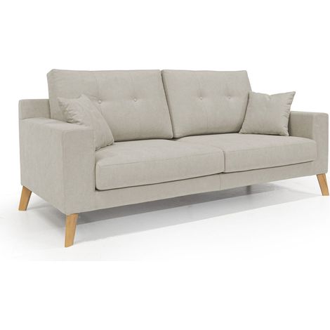 Danish Divano moderno in tessuto morbido impermeabile T02 186 cm panna