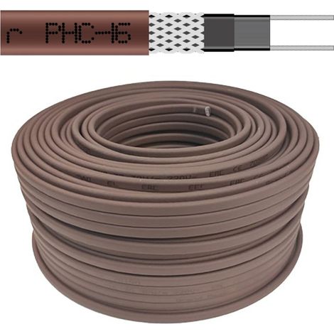 Cable calefactor autorregulante PHC‑16, 16W/m, 230V, 120m – instalación interior y exterior en tubería