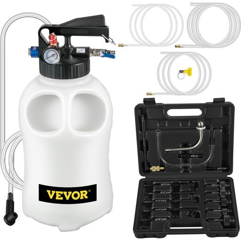 VEVOR Pompe de Remplissage deHuile de Transmission 10 L Systeme de Remplissage deHuile de Transmission ATF avec 14 Adaptateurs Outil de Remplissage deHuile ATF pour Transfert Liquide Voiture Atelier