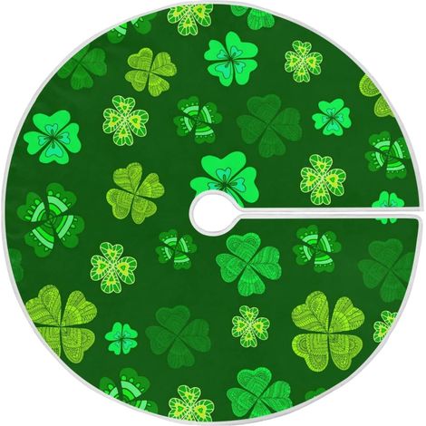Ardoise - Nappe Pour Arbre De Noël - Motif Trèfle Vert Et Arc-En-Ciel - Diamètre 122 Cm - Décoration Festive Pour Intérieur (1/5)