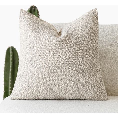 Housses de Coussin décoratives texturées en Boucle Solide et Confortable pour canapé, Chaise, canapé, Chambre à Coucher, Salon, décoration d'intérieur, 45,7 x 45,7 cm, Beige Clair (1/5)