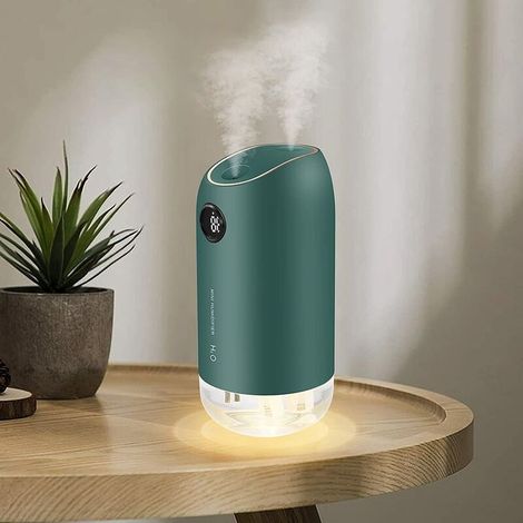 Humidificateur d'Air 500ML, Humidificateur d'Air Bébé 23dB Ultrasonique Silencieux, Humidificateur d'Air Maison Arrêt Automatique avec 2 Filtres Coton, Vert (1/5)