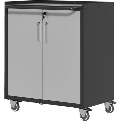 Armadio portautensili in metallo con ruote 75 x 42 x 88 cm nero e grigio MODENUIT (1/5)