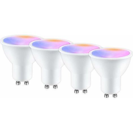 Ampoule Connectée Gu10 WiFi 5W 400LM LED RGB 2700K-6500K Compatible avec Alexa/Google Home, APP Télécommande, Contrôle Vocal, Ampoule Intelligente Aucun Hub Requis, 4 PCS (1/4)