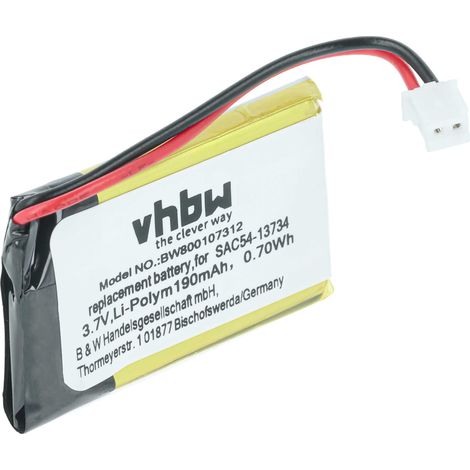 vhbw Replacement Battery compatible with Sportdog Remote Transmitter SDT00-13857, SD-425 Dog Collar Trainer (190mAh, 3.7V, Li-Polymer)