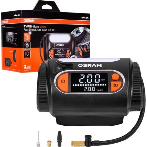 Gonfleur de pneus écran numérique XXL avec lampe LED 12V TYREinf
