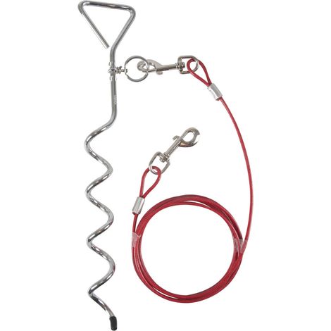 Piquet PILKA 46CM avec 1 câble d'attache de 3 m pour chien max 15 kg - Flamingo (1/4)