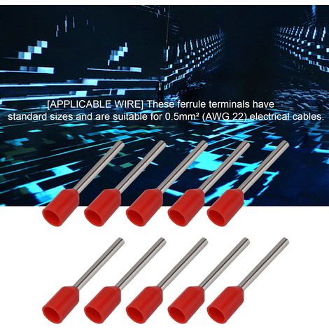 Connecteur à sertir en cuivre pour fil électrique AWG 22, 1000 pièces, bornes à embouts isolés, broche E0512 (1/5)