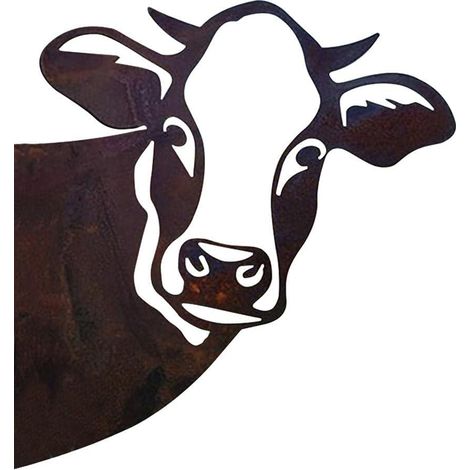 Décoration murale vache en métal- ornement artistique en métal pour l'extérieur des fermes laitières- résistant aux intempéries- panneau vache en fer forgé - décoration de jardin ou de ferme (1/5)