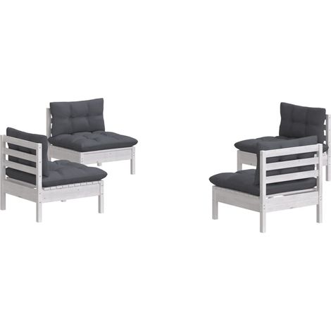 Mobili da giardino mobili da esterno Set di mobili da 4 pezzi con cuscini antracite in legno di pino 020016079