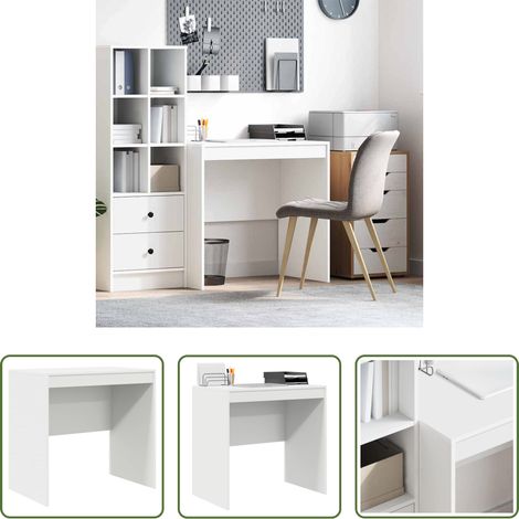 vidaXL Bureau moderne - Bureau Blanc 80 x 50 x 76 cm (1/5)
