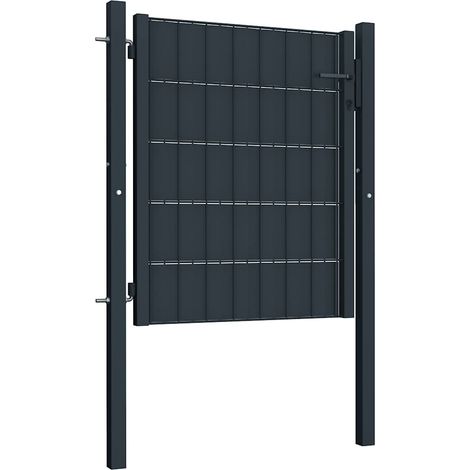 Maison Exclusive - Gartentor aus PVC und Stahl 100 x 100 cm Anthr (1/4)