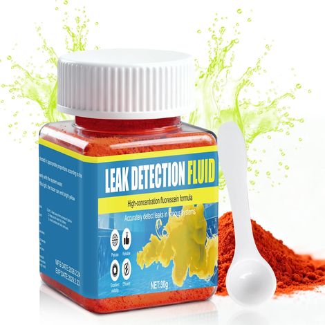 Fluorescéine, Colorant Fuite Piscine, Détection Précise, 30g Fuite sur Piscine pour la Détection des Fuites dans Les Canalisations D'eaux Usées, Piscines, Plomberie, Toiture (1/5)