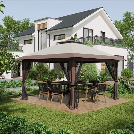 Gazebo da giardino pieghevole regolabile 4x4 m OKMYHOME (1/5)
