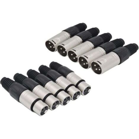 10Pcs Connecteur à Souder Xlr 3 Broches 5 Fiche Mâle de Microphone Prise Audio
