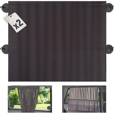 Zamboo Sonnenschutz Auto mit Vorhang-Funktion für einfaches Auf- und Zuziehen - Baby UV-Schutz Hitzeschutz & zum Abdunkeln - XXL 68 x 50 cm - auch für große Seitenscheiben - Dunkelgrau
