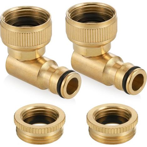 Raccordo a gomito in ottone per rubinetto esterno – 2 pezzi – compatibile con diametri da 1/2" e 3/4" (1/5)