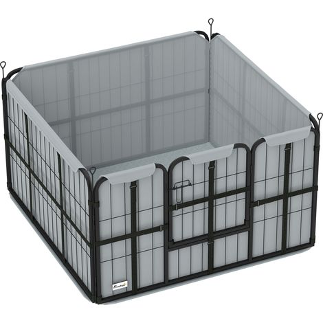 PawHut Whelping Box w/ Washable Whelping Pad, Wind-Resistant Cloth, Black