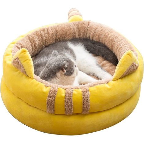 PETCUTE Grotte pour chat, panier-tente lavable pour chats et chiens, couchage d'hiver pour chien, nid pour chats, chatons et chiots, coussin confortable pour chat avec base antidérapante (1/5)