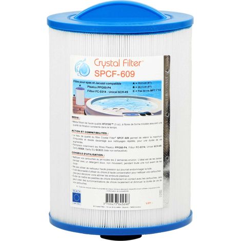Filtre Spa Crystal Filter® SPCF-609 compatible Pleatco PPG50-P4 - Filbur FC-0314 - Unicel 6CH-49 - Darlly : 60508 (1/4)