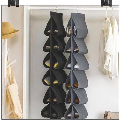 Ecleanfy - Rangement à chaussures de porte - Organisateur de chaussures à 12 poches - Rangement à chaussures - Gris (1/5)