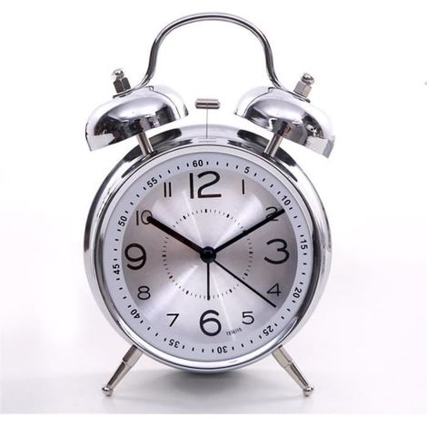 Réveil fort pour gros dormeurs Quartz silencieux sans tic-tac avec rétroéclairage, argent (1/4)