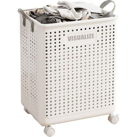 Panier à linge à roulettes, panier à roulettes - paniers à linge roulants pliables et ventilés Panier à linge multifonction, panier à linge de salle de bains à glissière lisse (1/4)