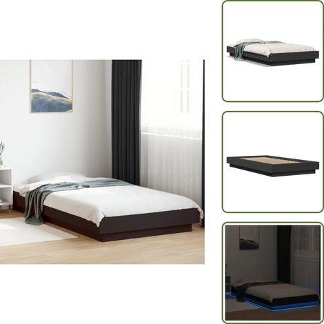 The Living Store Estructura cama con luces LED madera ingeniería negro 90x190 cm - Estructura de cama