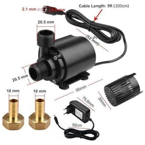 Mini pompe à eau 12V 800L/H 4.5M, 15W pompe à eau submersible petite, pompe de bassin, pompe de fontaine, pompe à eau, pompe d'alimentation d'aquarium, pour jardins, aquariums, étangs (1/4)