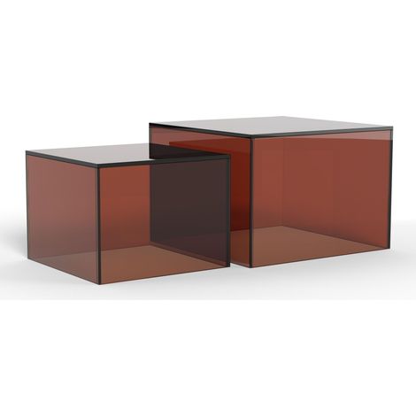 Conjunto mesa de centro Norsica 1007, Marrón, 35x50x50cm, Diámetro: 0, Vidrio templado, Angular (1/5)
