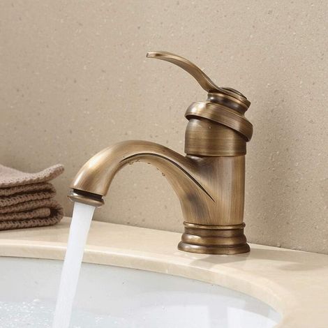 Grifo de estilo europeo antiguo, grifo de agua fría/caliente de alta calidad para instalación sobre encimera. (1/4)