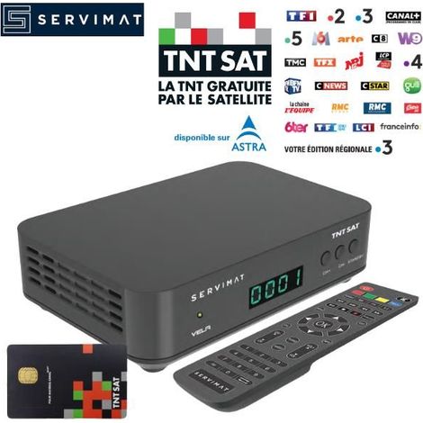 Récepteur Satellite TNTSAT HD - SERVIMAT - VELA HD - HDMI - Carte TNTSAT incluse - Compact et nomade