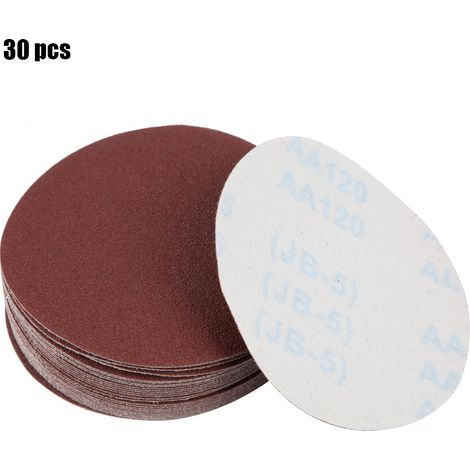 Ortviai Disques abrasifs ronds 5 pouces – 30 pièces, grain 150 rouge, fibres végétales, fixation velcro (1/5)