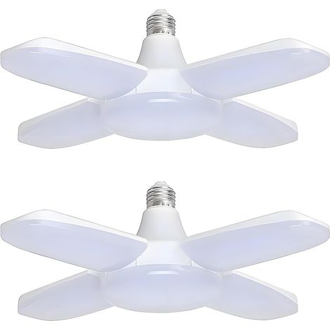 Lot de 2 ampoules LED de garage 60 W, ampoules à vis Edison E27, blanc froid 6000 K, équivalent à des ampoules à incandescence de 600 W, intensité non variable (1/5)