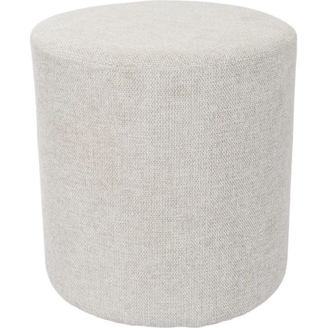 Pouf / Repose-pieds rond D. 32 cm en tissu maille écru – JOEL (1/5)