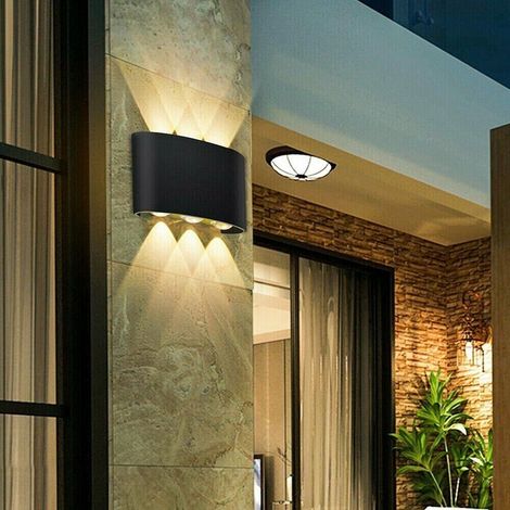 Applique Led Luce Calda 3000k Lampada 16 W 6 Cob Da Parete Esterno Interno Nero (1/2)