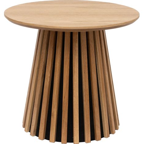 Tavolino da appoggio Osaka in impiallacciatura di rovere naturale ø50 cm (1/2)