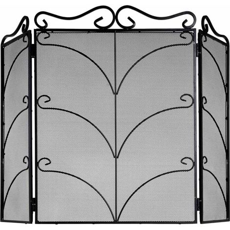 Heavy Large Ornate Fire Screen - Metal/Steel - L2 x W85 x H75 cm - Black