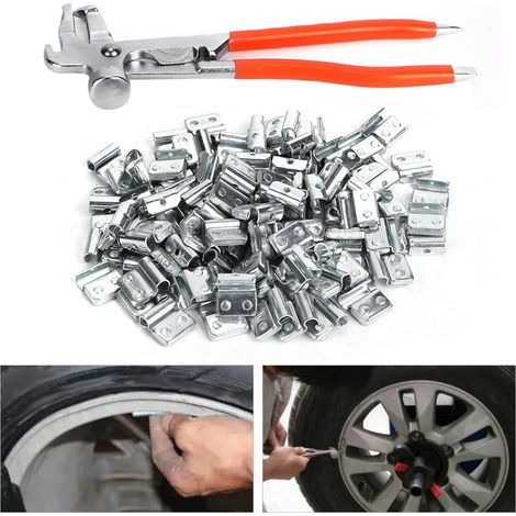 100 Stück 10 g (0,35 oz) Aluminiumlegierung Clip-on-Haken-Radgewicht P-Style Autoreifenreparatur mit Auswuchtzange (1/5)