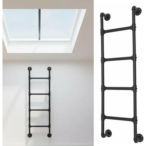 Échelle Murale lit superposé 125cm, escabeau métallique 4 marches (1/5)