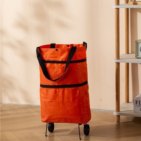 Chariot de courses pliable et portable Irovami Sac de courses étanche à tirer, orange (1/5)
