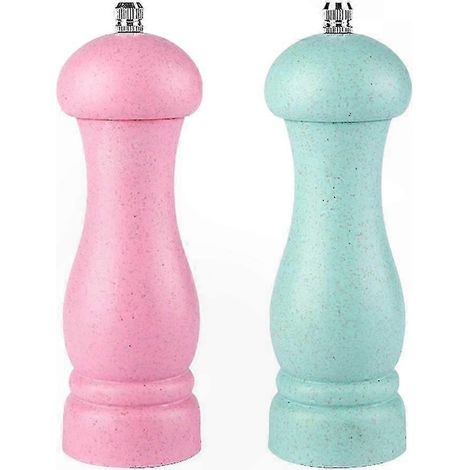 Moulin à sel et poivre en bois, réglable en finesse, lot de 2, rechargeable, design pratique pour cuisine et table (1/5)