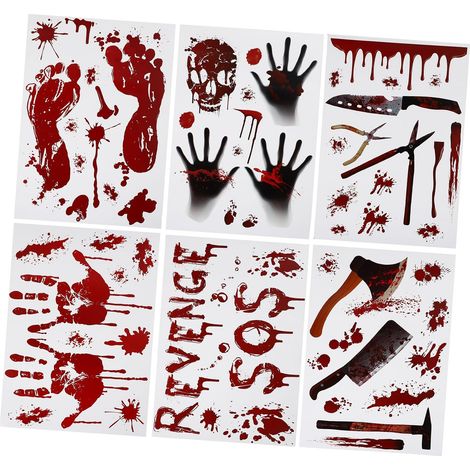 7 Ensembles Autocollants D'Halloween Autocollants En Vinyle D'Halloween Aimants De Réfrigérateur D'Halloween Autocollants Muraux D'Horreur 6 feuilles 7 (1/5)