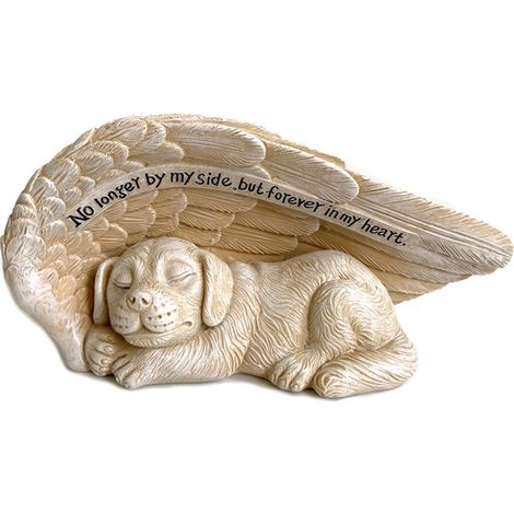 Statue d'ange pour animal de compagnie, adorable chien endormi dans un jardin en résine avec des ailes d'ange-AquaForge (1/4)