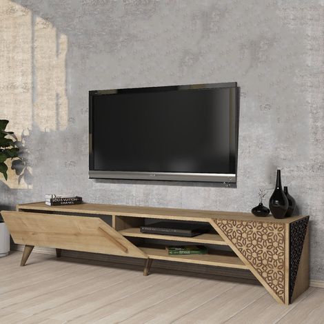 TV-Schrank Campli, ein Regal, eine Tür, 3 Fächer, 180x40x37h cm, Eiche Braun (1/5)