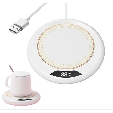 Chauffe-Tasse Bureau, Chauffe-Tasse à café électrique avec 3 Niveaux de température, Chauffe-Tasses USB, Chauffe-café, pour Tasses et Verres à Fond Plat, sous-Verre thermostatique à 55 degrés (1/5)