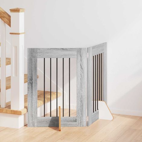 Puerta de perro con soportes 2 pcs Gris 60 x 60 cm