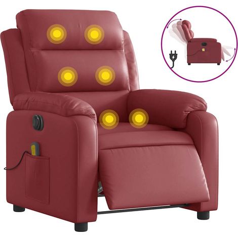 Maison Exclusive - Massagesessel Elektrisch Weinrot Kunstleder