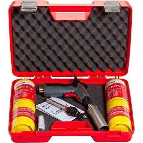 Guilbert Express – Chalumeau soudeur bi-gaz Vulcane Express – Multi air chaud avec lance spéciale – 2 cartouches MAP//Pro – Piezo de rechange (1/5)