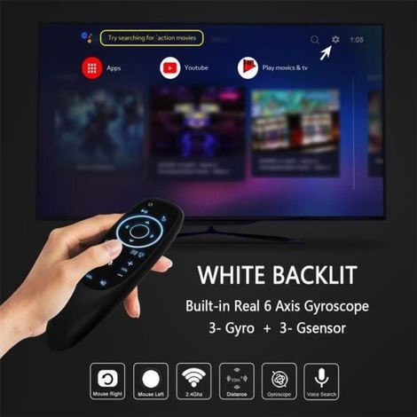 Télécommande Sans Fil Souris Intégrée Pour Lecteur Multimédia Décodeur TV Box Récepteur 2,4 GHz Inclus 1 Pièce (1/4)
